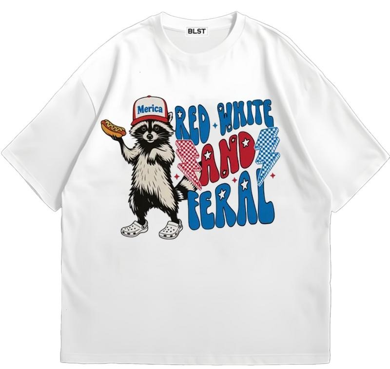 Red White And Feral T-Shirt Classic 90s Retro Trendy Graphic T-Shirt with Street Style Hoodie, Sweatshirt | DripVista.com