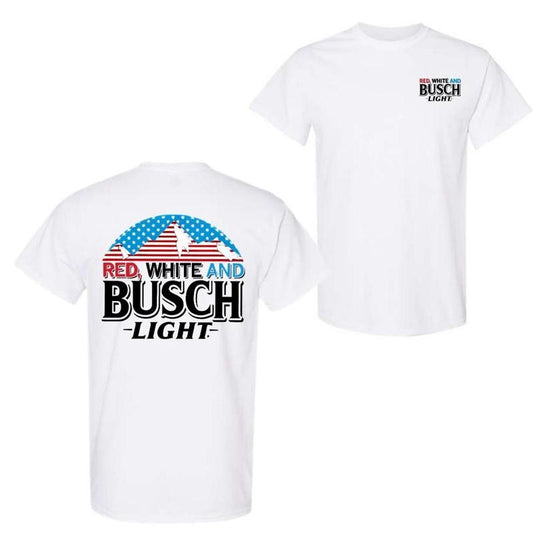 Red White and Busch Light 2-Sided Shirt - Graphic Tee for Men & Women - Trendy Streetwear Top