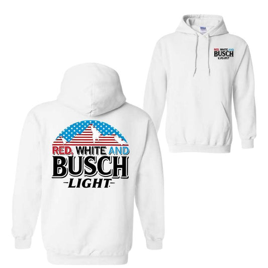 Red, White And Busch Light 2 Sided Hoodie Sweatshirt T-Shirt, Busch Light Shirt For Men And Women, Busch Light Beer Shirt