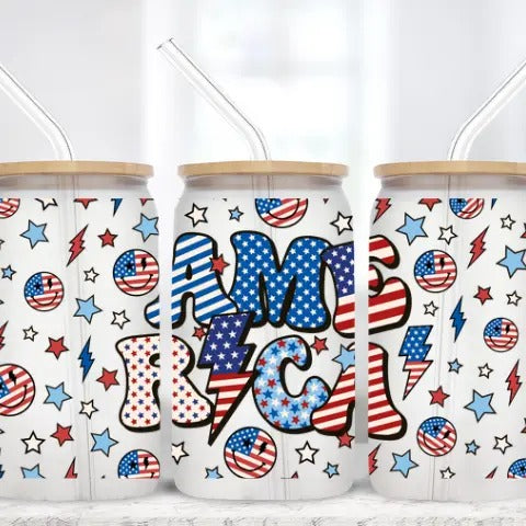 Red, White and America | 16 oz Frosted Glass Tumbler T-Shirts, Hoodie, Sweatshirt | DripVista.com