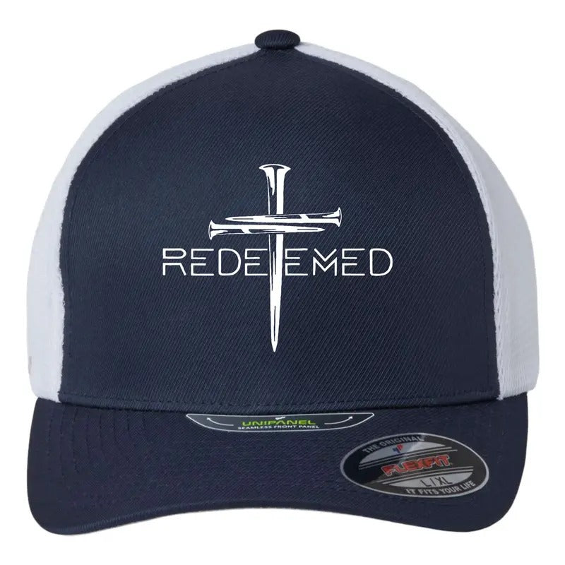 Redeemed Jesus Christ Died For My Sins 3 Nails Cross Christian Catholic Flexfit Unipanel Trucker Cap T-Shirts, Hoodie,...