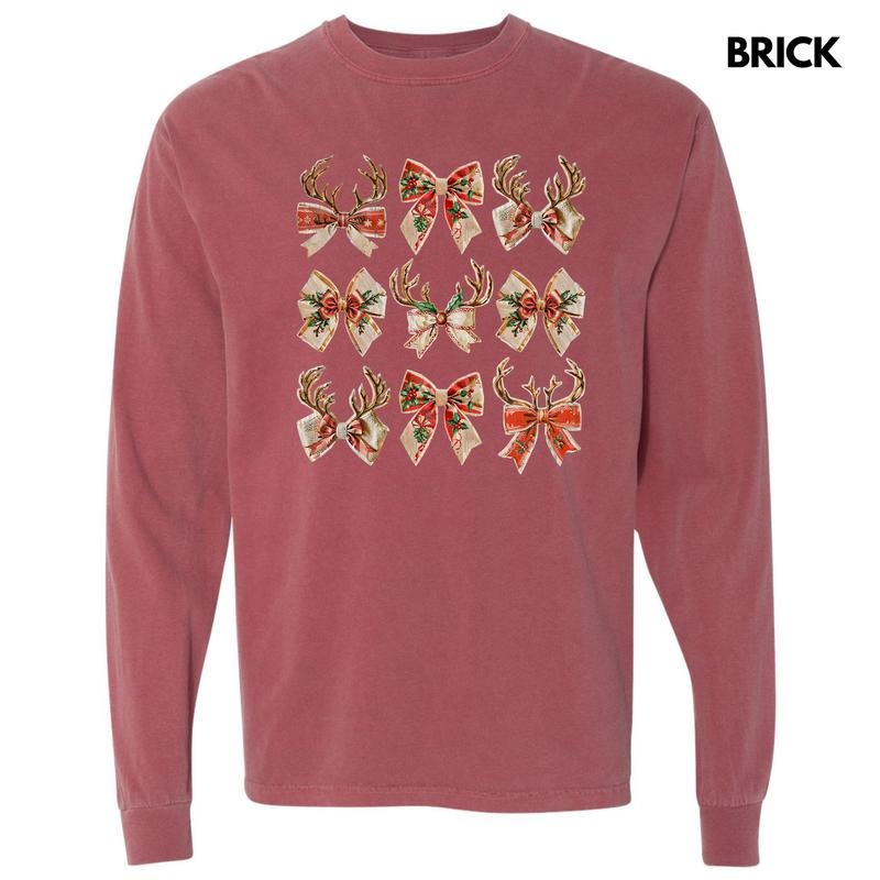 Reindeer Coquette Collage Long Sleeve Comfort Colors T-Shirt 'NLB' Hoodie, Sweatshirt | DripVista.com