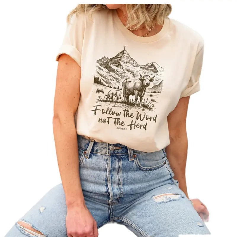 Religious Shirt, Follow The Word Not The Herd Shirt, Isaiah 8:11 13, Christian Country Shirt, Unisex T-Shirt, Gifts For Women Her, Short Sleeve Tee Shirt, Gifts For Birthday