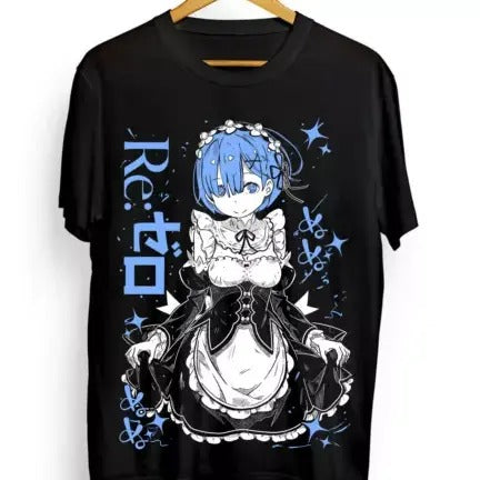 Rem Re Zero T-Shirt,Cute Re Zero Ram,Subaru,Japanese,Manga Graphic Tee