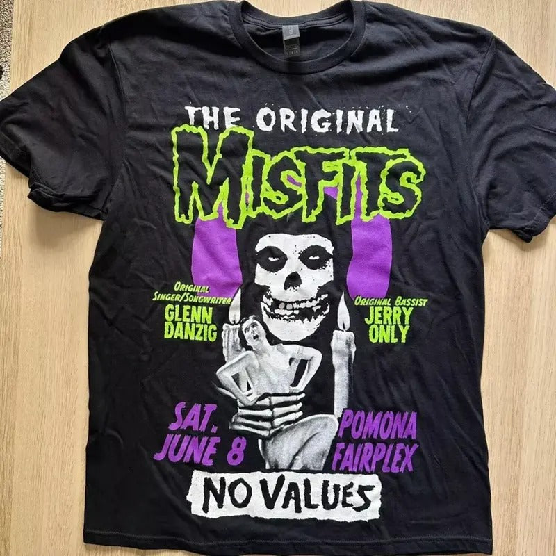 Reprint The Misfits No Values Festival Pomona 2024 T shirt classic Hoodie, Sweatshirt | DripVista.com