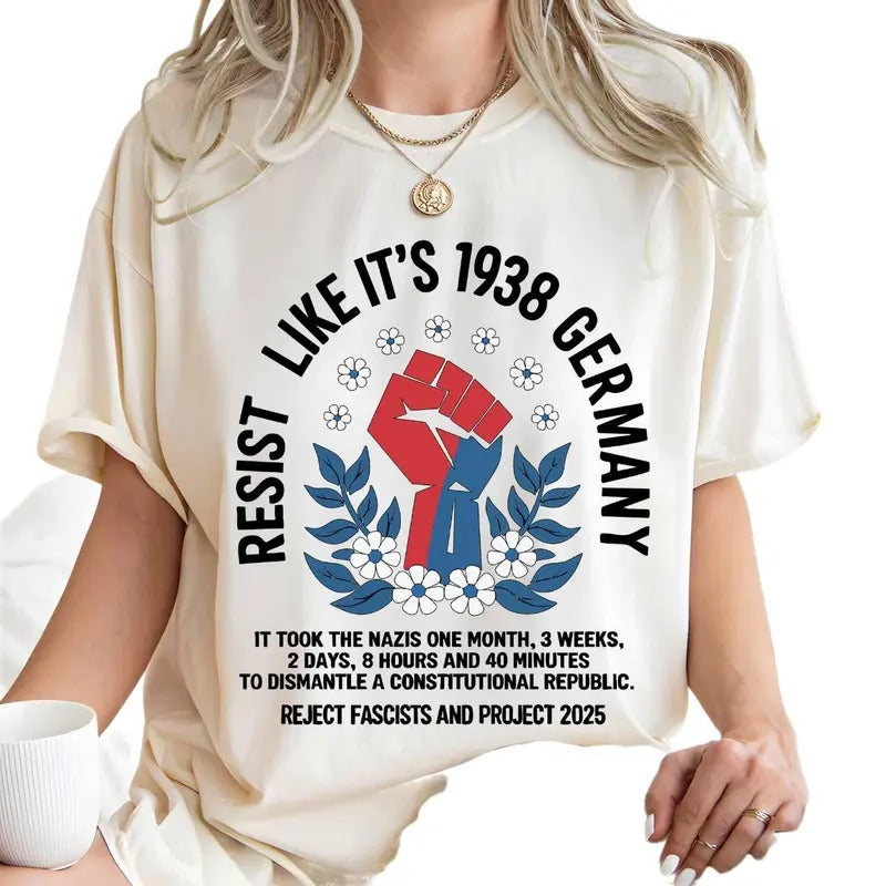 Resist Like Mouthless cat'WB shield 1938 Germany T-Shirt, Feminist Tee, Abortion Rights, Women Empowerment, Equality...