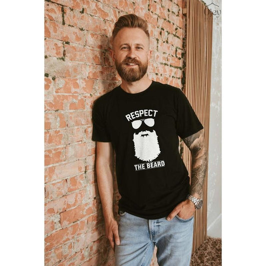 Respect The Beard Bearded Man T Shirt Hoodie Sweater Fathers Day Gifts Beard Lover Tshirt Funny Dad Shirt Shirt For Uncle Retro Crewneck Step Dad Gift