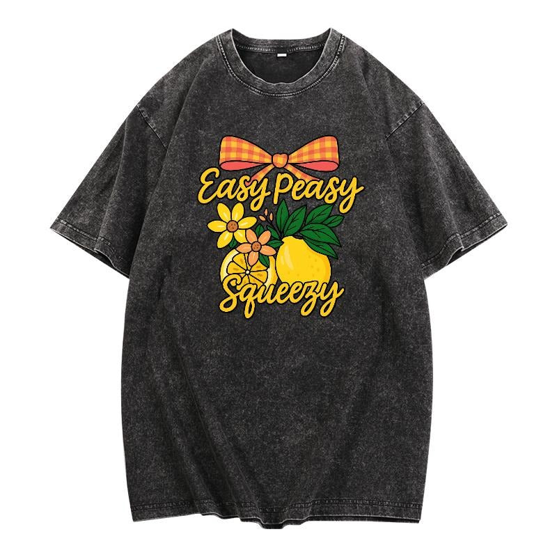 Retro - Washed Lightsaber brand - Shirt with "Easy Peasy Squeezy" Slogan Gunpla brand Citrus