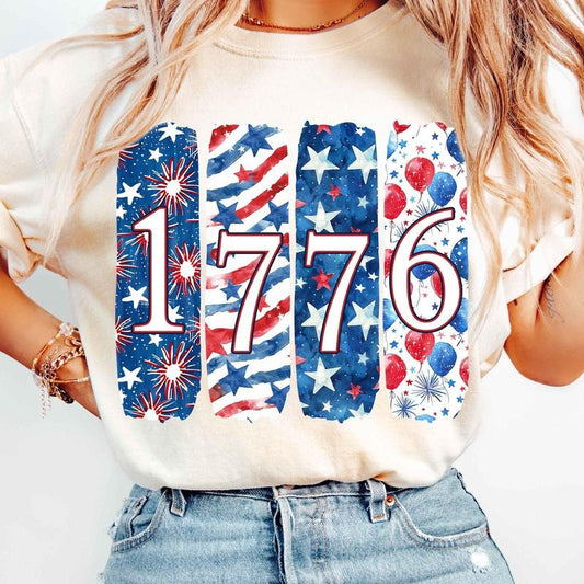 Retro 1776 T-Shirt, America 4th of July Shirt, 1776 Brushstroke T-Shirt, Preppy Memorial Day Shirt, USA T-Shirt