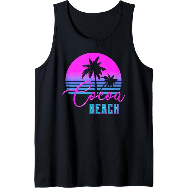 Retro 80s Cocoa Beach Spring Break Vacation Souvenir Tank Top MADE IN USA