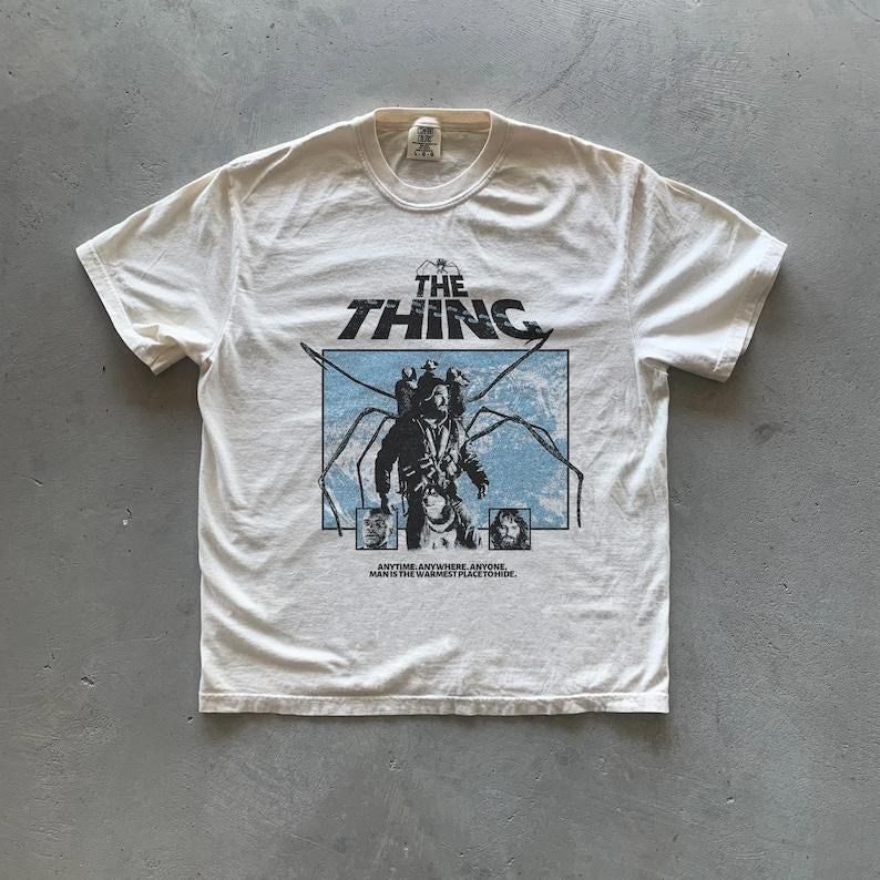 Retro 80s Horror Movie Shirt, Retro Japanese Poster Graphic Tee with The Thing Shirt, Sci-Fi Movie Merch, John Carpenter T-Shirt Collectible