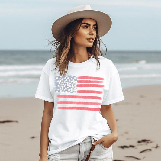 Retro America Shirt, American Flag, 4th Of July Shirt, Fourth Of July, Patriotic USA Gift, Women's Graphic Tee, USA Shirt style 02