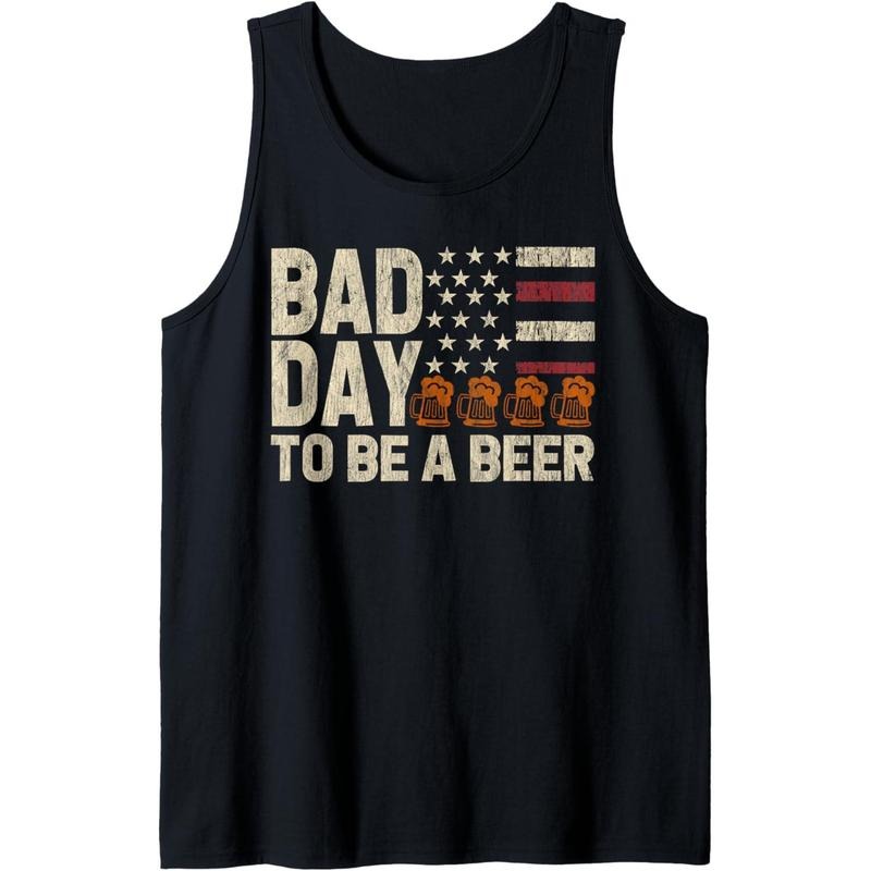 Retro Bad Day To Be A Beer USA Flag Beer 4th of July Tank Top T-Shirts, Hoodie, Sweatshirt | DripVista.com