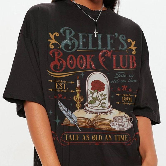 Retro Belle's Book Club Shirt, Tale As Old As Time Beauty And The Beast Shirt, Vintage Belle Princess Shirt, Book Lover Gift