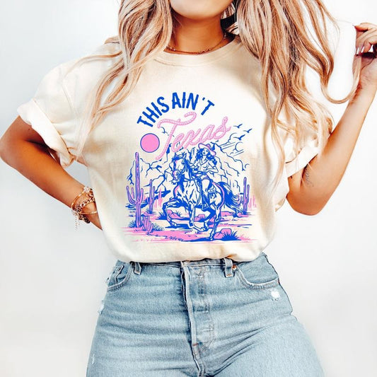 Retro Boho Comfort Colors Shirt - This Ain't Texas a Desert Cowgirl Shirt - Funny Retro Boho Tee Cotton Fabric Top Traditional