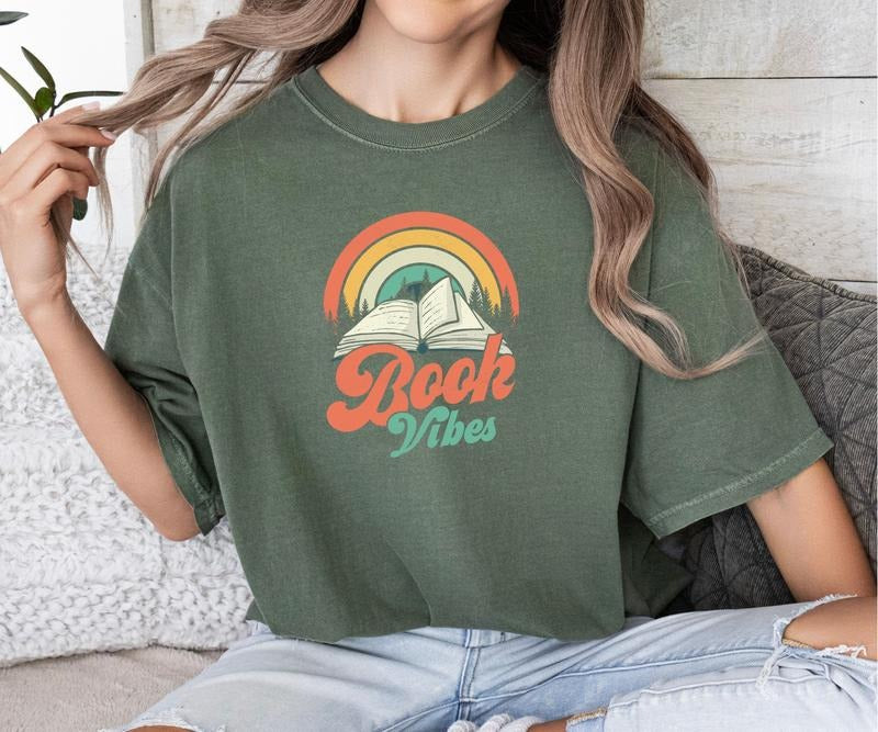 Retro Book Vibes Comfort colors Tee shirt Hoodie, Sweatshirt | DripVista.com
