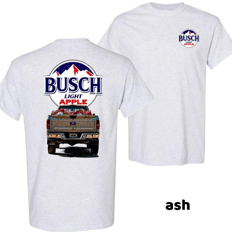 Retro Busch Light Bitten fruit Graphic Tee for Beer Lovers, Vintage Cotton Top, Unisex T-Shirt, Trendy Menswear Gift for...