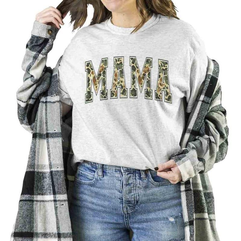 Retro Camo Mama Camouflage Unisex T-shirt Sweatshirt Hoodie, Mama Camo Old Camo Vintage Cotton