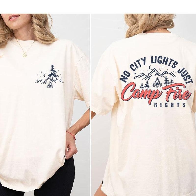 Retro Camping Shirt, Camp Fire Shirts, Shirt For Camping, Women Shirt, Retro Summer Tee, Vintage Camping T-shirt, Camping Crew Shirt, Funny Shirt, Gift For Family, Team Shirt, Women Tops