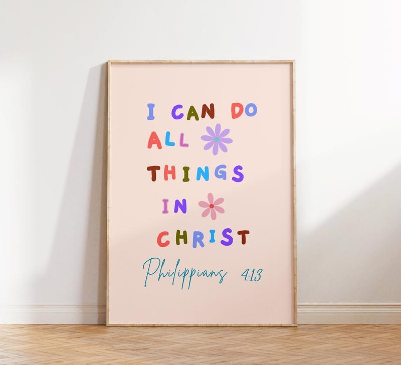 Retro Christian Wall Print, Philippians, Christian Poster, Bible Scripture, Christian Gift, Religious Present, Poster...