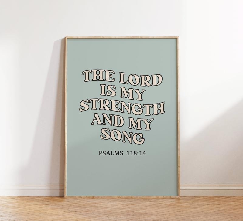 Retro Christian Wall Print, Psalms Bible Verse Print, Christian Poster Wall Decor, Christian Gift Lord God, Religious...