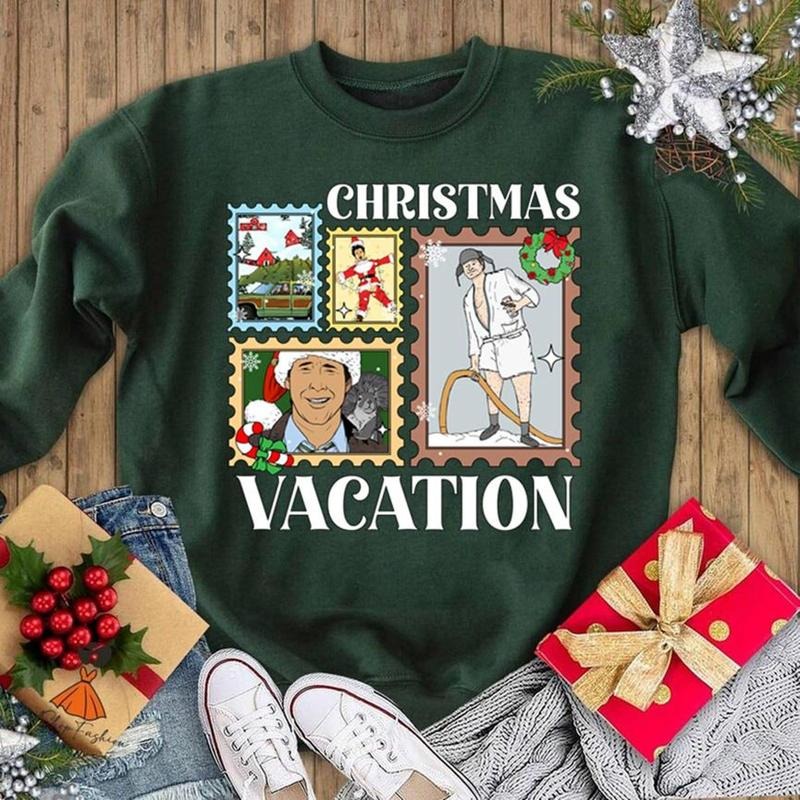 Retro Christmas Stamp Style Shirt, Family Xmas Shirt, Christmas Movie