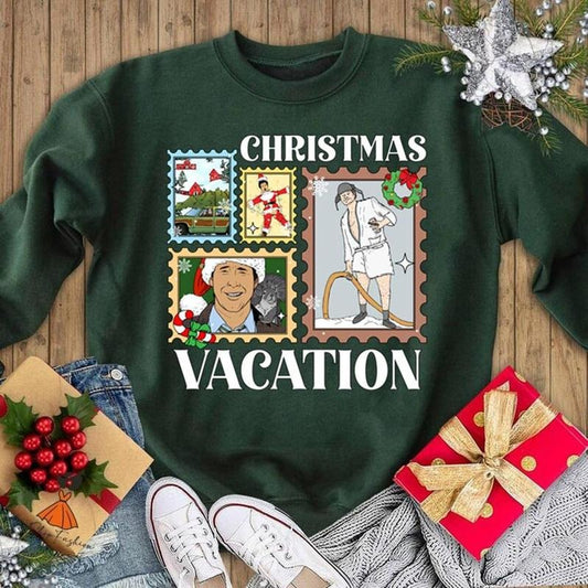 Retro Christmas Stamp Style Shirt, Family Xmas Shirt, Christmas Movie