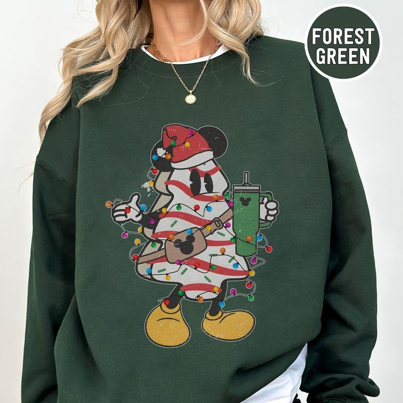 Retro Christmas Tree Cake Crewneck Sweatshirt, Hoodie, T-shirt | DripVista.com