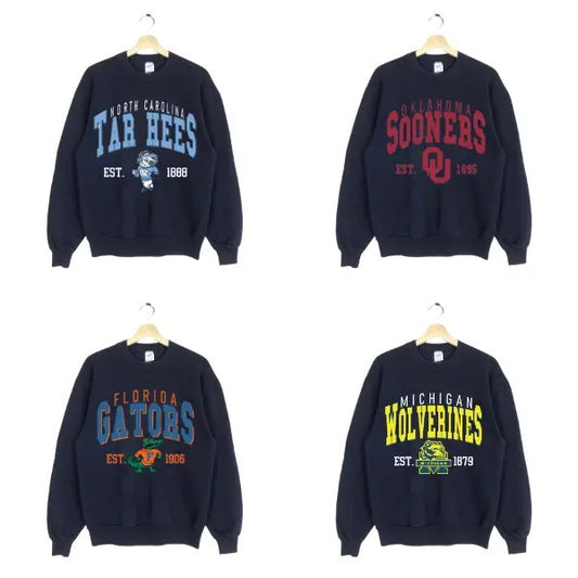 Retro College Spirit Sweatshirt - Vintage 90s University Team Style in Black