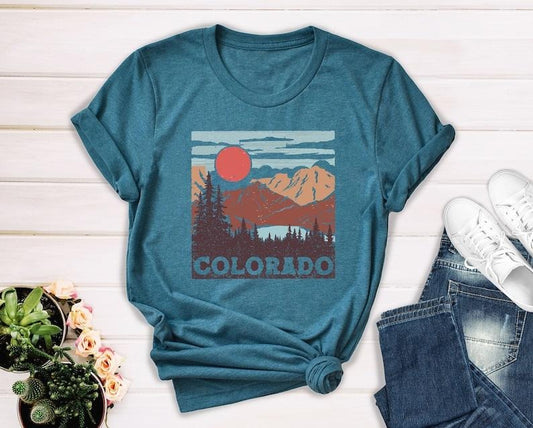 Retro Colorado Shirt, Rocky Mountain Tee, Camping Shirt, Vintage Colorado Mountain Shirt, Colorado Gift, Colorado State Shirt, Hiking Shirt