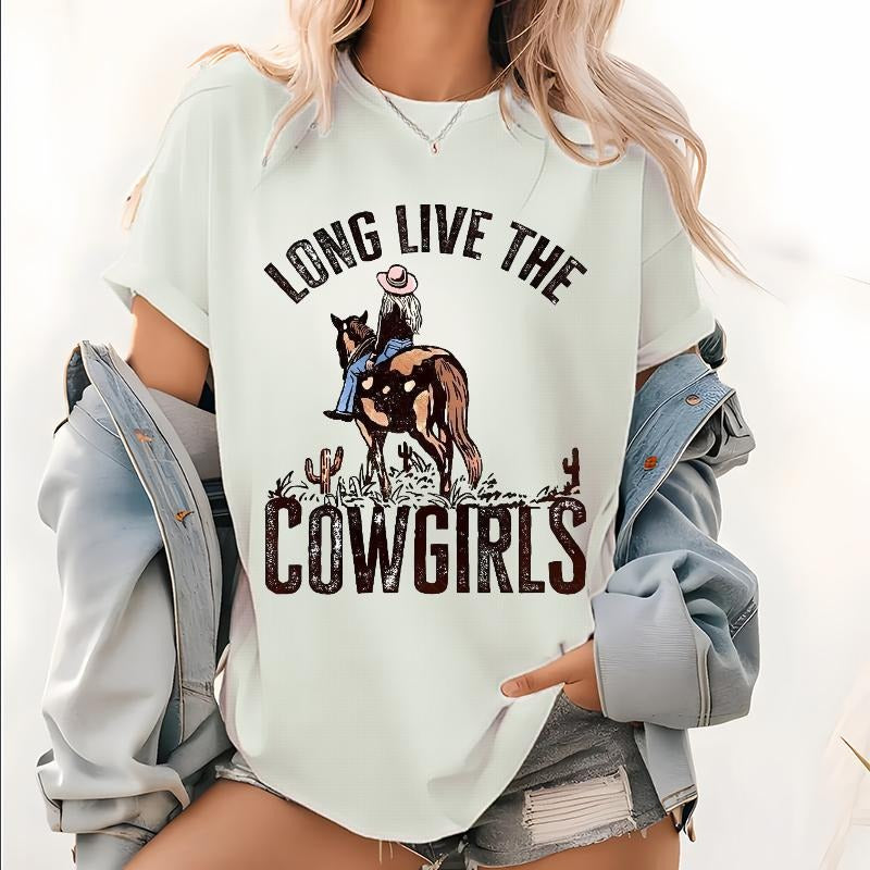 Retro Cowgirl Print Lightsaber brand Shirt, Western Rodeo Graphic Tops, Western Girl Shirt, Country Girl Tee, Nashville...