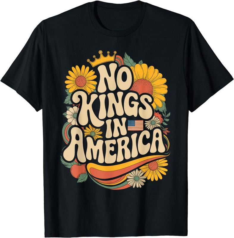 Retro Floral 70s Shirt Women No King In American Democracy T-Shirt | Unisex Cotton Tee Gift, Crewneck, Short Sleeve...
