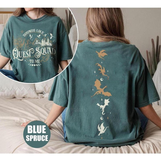 Retro Fourth Wing Quest Squad Comfort Colors Shirt, Vintage Ridoc Dragon Rider T Shirt, Onyx Storm Riorson House Tee, Gift For