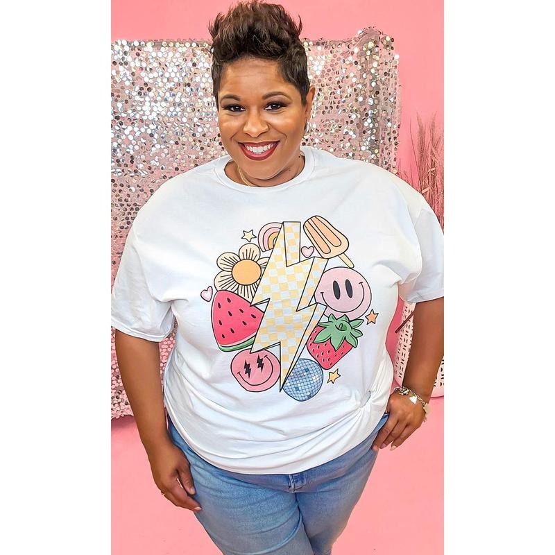 Retro Fruity Summer Adult White Shirt Hoodie, Sweatshirt | DripVista.com