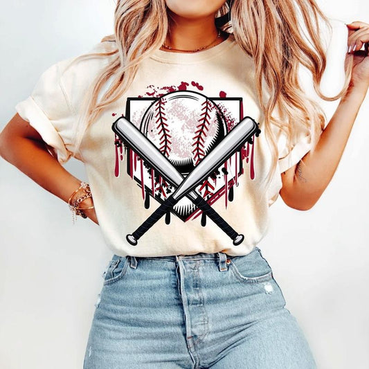 Retro Game Day Baseball Drip Graphic Shirt,  Vintage Sports Game Day TShirt, Tis the Season Sports Team Mom Family Tee Womenswear Top