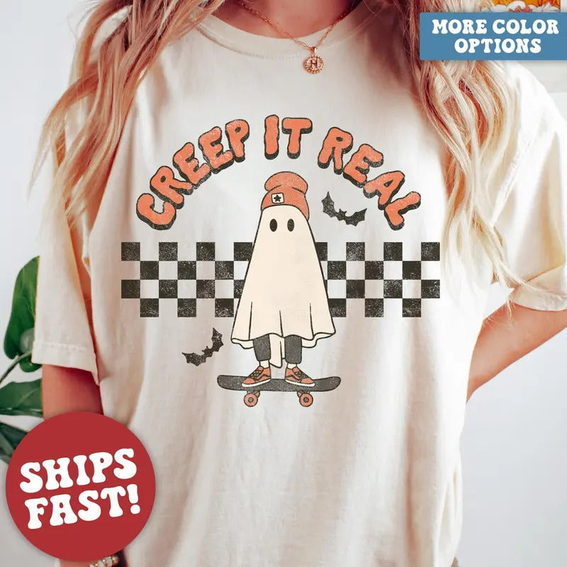 Retro Halloween Shirt, Creep it Real Shirt, Vintage Ghost Halloween Shirt, Halloween Costume, Retro Fall Shirt