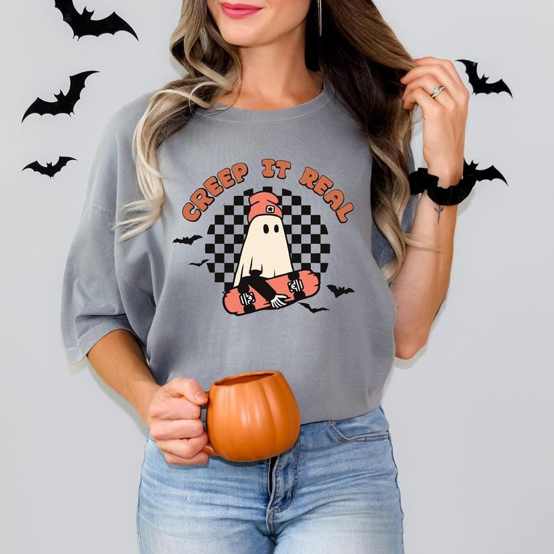 Retro Halloween Shirt, Creep it Real Shirt, Vintage Ghost Halloween Shirt, Retro Fall Shirt, Halloween Women's Tee