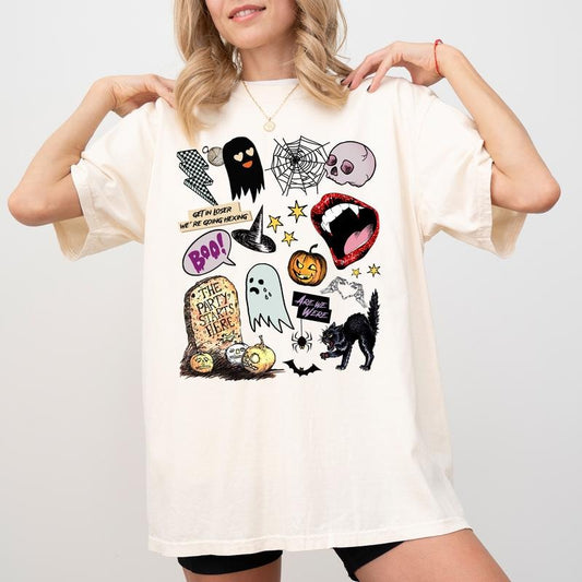 Retro Halloween Spooky Shirt Comfort Colors, Coquette Halloween Graphic Tee, Cutesy Ghost Unisex Shirt, Trendy Halloween t-shirt, Spooky Season Shirt, Spooky Vibes Tee, Halloween Gifts, Women's Top, Womenswear, Cotton Comfy Fabric Relaxed Fit Style
