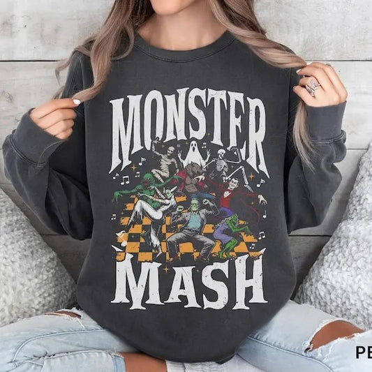 Retro Halloween Sweatshirt, Monster Mash Sweater, Vintage Ghost Halloween Sweater