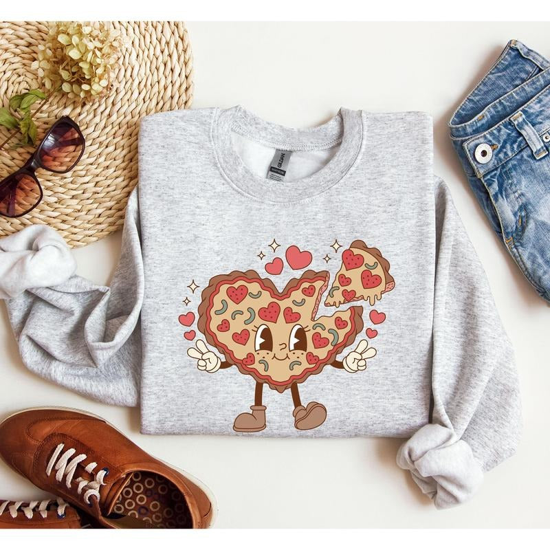 Retro Heart Pie Sweatshirt, Vintage Valentine's Day Sweatshirt, Crew Neck, Women's, Crewneck, Valentine's Day, Love, Heart, Cupid