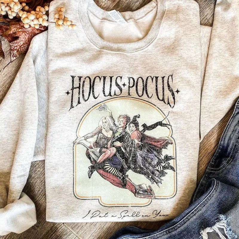 Retro Hocus Pocus Sweatshirt, Sanderson Pullover Sweatshirt, Halloween Sweatshirt, Sweatshirt hot tiktok, sweatshirt best...