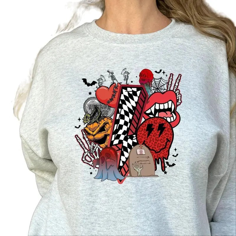 Retro Horror Crewneck Sweatshirt T-Shirts, Hoodie | DripVista.com