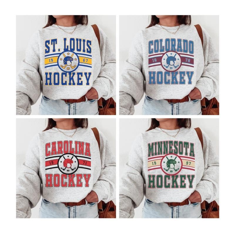 Retro Ice Hockey Sweatshirt, 90s Vintage Spiky hair fighters Team Hockey Sport Grey Sweatshirt, Crewneck Sweatshirt, Gift...