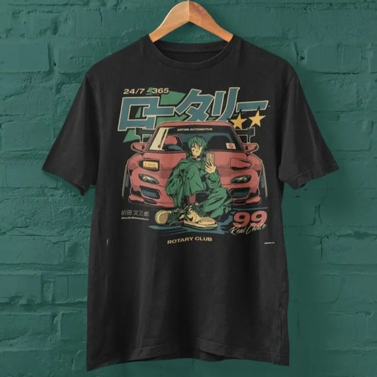 Retro Japanese Anime Car Graphic T-Shirt, 90s Style Vaporwave Aesthetic, Streetwear Anime Tee, JDM Car Culture Shirt, Anime Lover Gift
