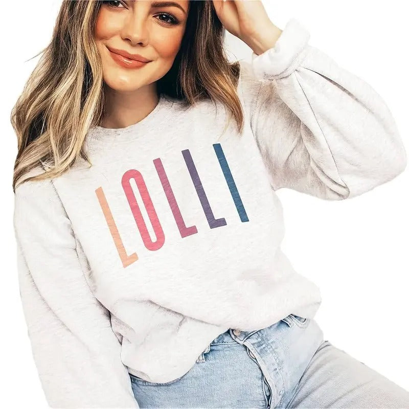 Retro Lolli Ombre Sweatshirt, New Grammy, Lolli Shirts, Pregnancy Reveal, Gift, Unisex Cotton Hoodie | DripVista.com