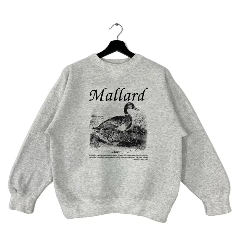 Retro Mallard Duck Hunting Season Vintage 90s National Wildlife Unisex Pullover Crewneck Sweatshirt, T-shirt, hoodie Cotton Fabric Womenswear