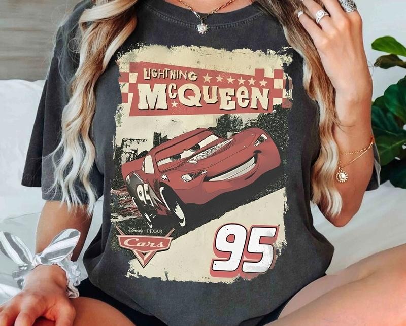 Retro McQueen Cars Shirt, Cars Movie T-Shirt, Lightning McQueen Shirt, Piston Cup Champion Shirt, Lightning McQueen...