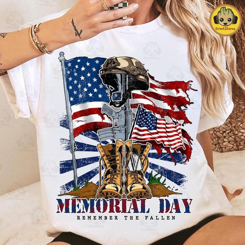 Retro Memorial Day Remember The Fallen Shirt, Proud Veteran Shir, Vintage Military Patriotic American Tee, American Soldiers