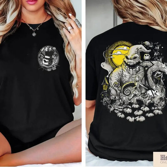 Retro Nightmare Before Christmas T-Shirt 2 Sides, Cute Nightmare Shirt, Horror Animation Shirt, Gift For Fan, Retro Halloween T-Shirt