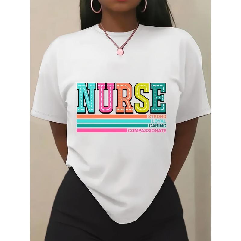 Retro Nurse Women'WB shield Nurse Life Graphic Shirt Funny Print Daily Short Sleeve Tee Hoodie, Sweatshirt | DripVista.com